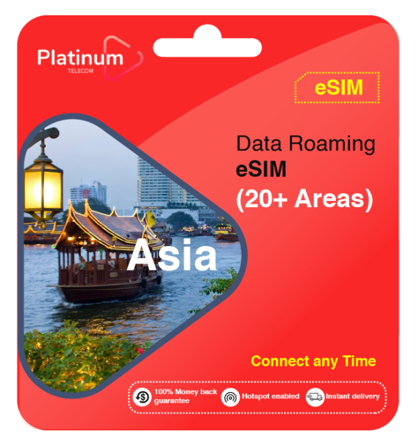 Asia Roaming Data eSIM (20+ areas)